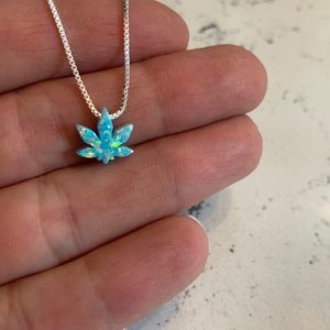 Handmade .925 silver necklace with pot leaf charm